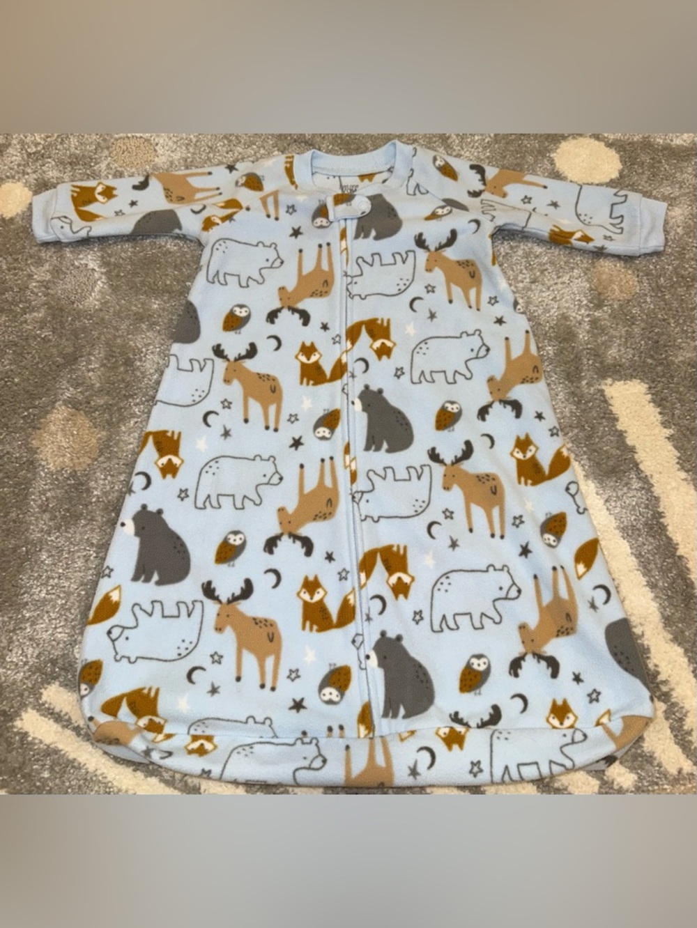 Carter’s Just One You 3-6 Month Blue Woodland Animal Zip Fleece Baby Sleep Sack